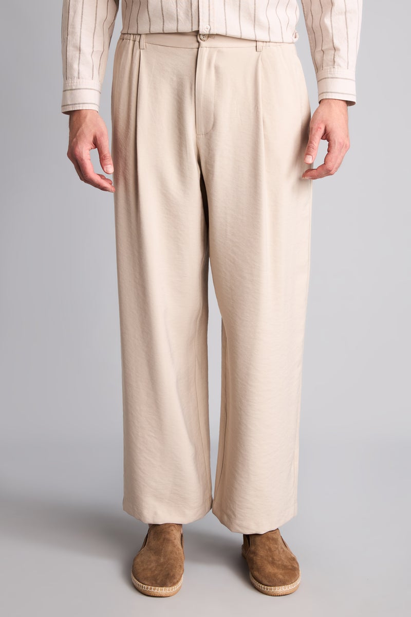 DeFacto Beige Man Wide Leg Beige Trousers Casual - Image 4