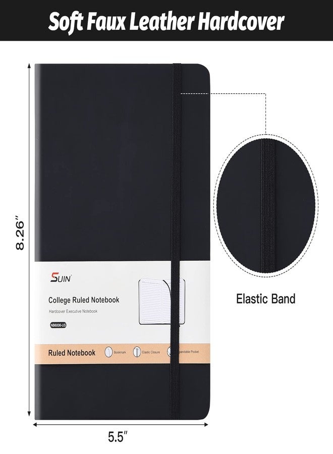 SUIN Hardcover-Journal-Notebooks, A5 Lined Journals Notebook for Writing 200 Pages, 8.2 x 5.5 inch, Classic Ruled Notebooks for Work/Travel/College (Navy Blue- 1 Pack) - Image 2