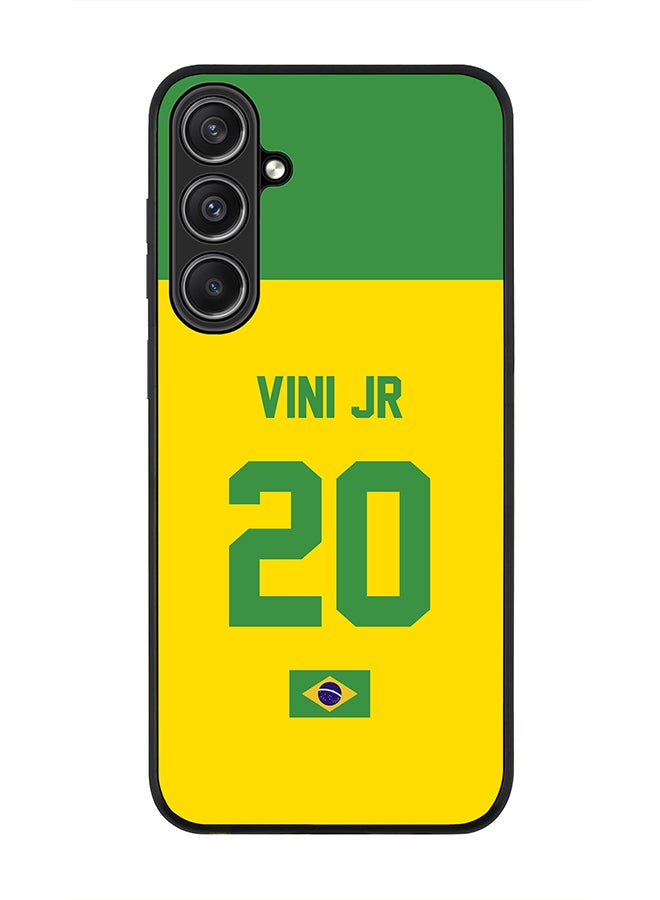 Stylizedd Rugged Black Edge case for Samsung Galaxy S23 FE, Custom Slim fit Thin Phone Case Cover - Football Team - Brazil, Player Name - Vini Jr - Image 1