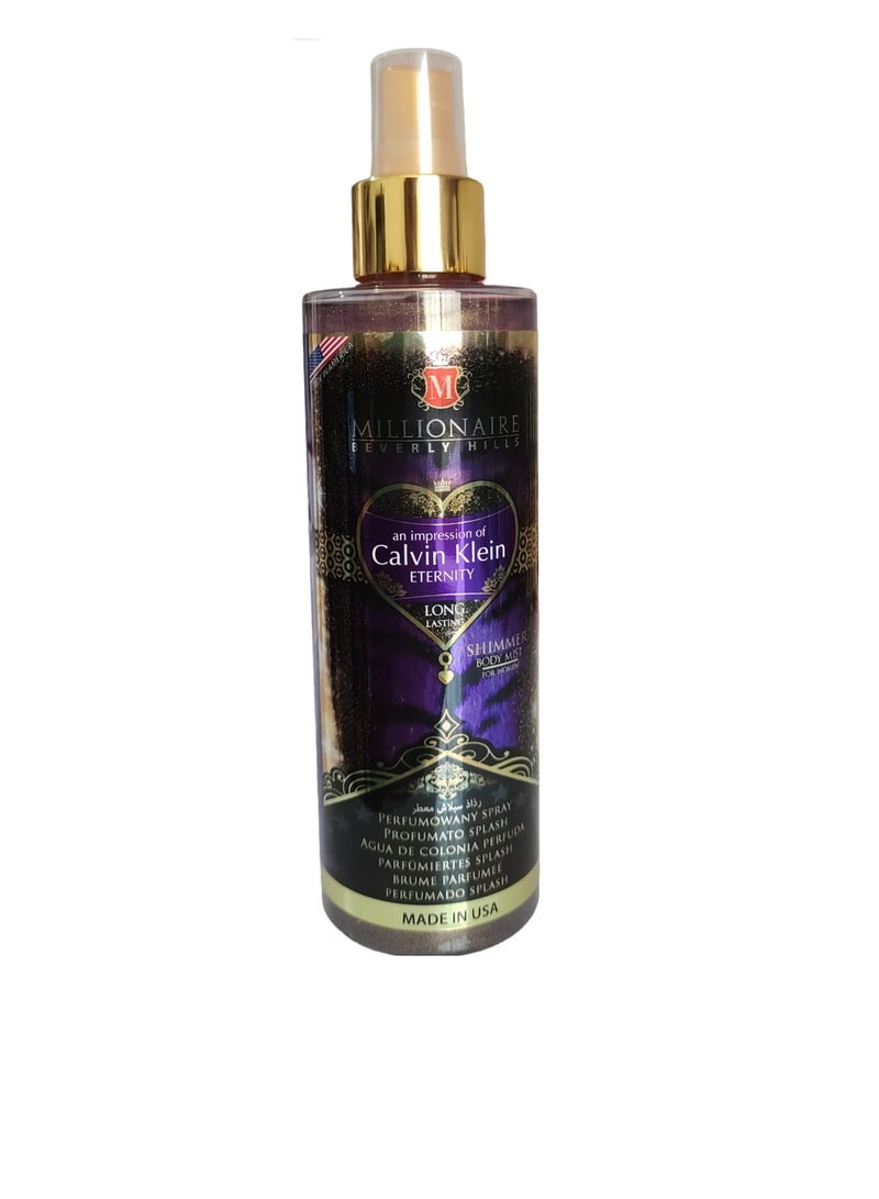 MILLIONAIRE BEVERLY HILLS Impression Clavin Klein Eternity Long LastngShimmer Body Mist for women 250 ml