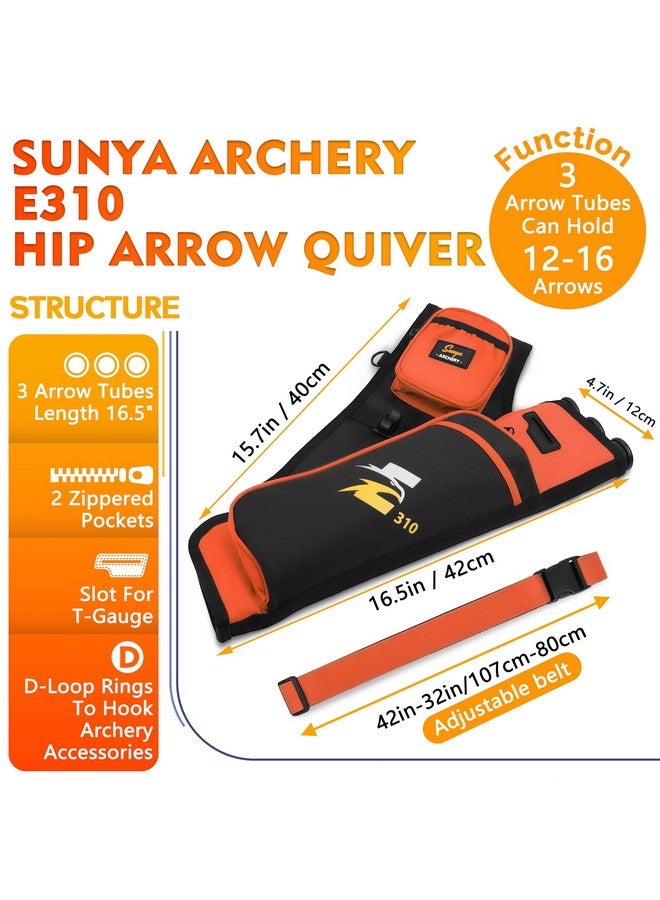 Sunya SUNYA Archery Hip Quiver for Arrows. Includes 3 Tubes Arrow Holder, Accessories Pockets and Waist Belt. Fit for Compound and Recurve Bow Practice. (Orange)  - Image 2
