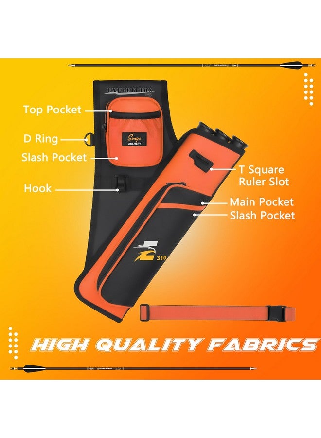 Sunya SUNYA Archery Hip Quiver for Arrows. Includes 3 Tubes Arrow Holder, Accessories Pockets and Waist Belt. Fit for Compound and Recurve Bow Practice. (Orange)  - Image 3