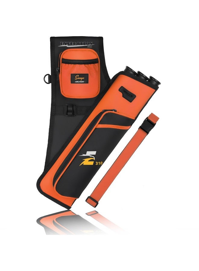 Sunya SUNYA Archery Hip Quiver for Arrows. Includes 3 Tubes Arrow Holder, Accessories Pockets and Waist Belt. Fit for Compound and Recurve Bow Practice. (Orange)  - Image 1