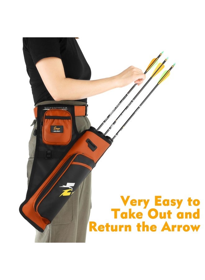 Sunya SUNYA Archery Hip Quiver for Arrows. Includes 3 Tubes Arrow Holder, Accessories Pockets and Waist Belt. Fit for Compound and Recurve Bow Practice. (Orange)  - Image 5