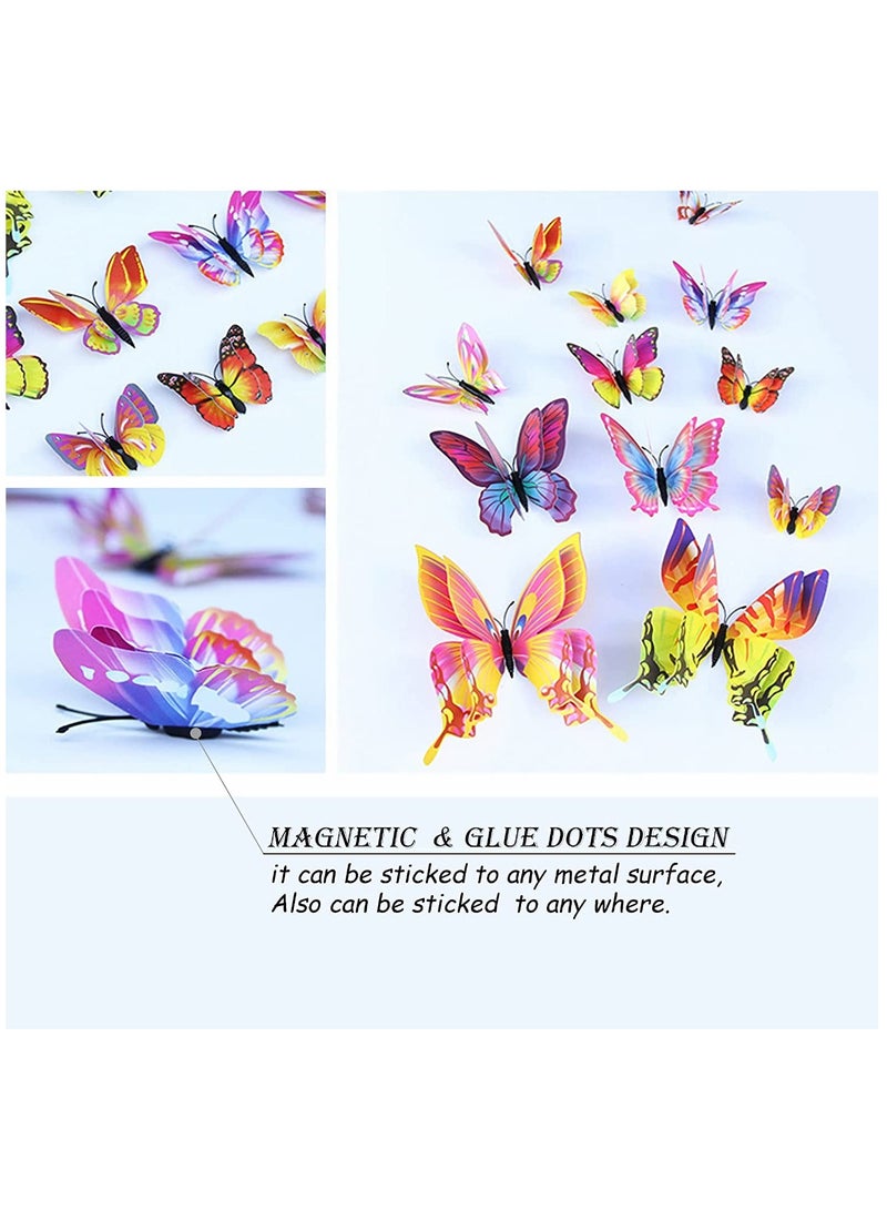 SYOSI ملصق جدار فراشة، ملصق جداري ثلاثي الأبعاد فراشة مغناطيسية، ملصق جدار زخرفي قابل للإزالة لغرفة الأطفال وغرفة النوم وغرفة المعيشة ومكتب ديكور الحفلات ٢٤ قطعة، لون - Image 2