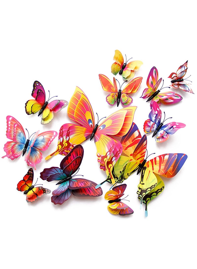 SYOSI ملصق جدار فراشة، ملصق جداري ثلاثي الأبعاد فراشة مغناطيسية، ملصق جدار زخرفي قابل للإزالة لغرفة الأطفال وغرفة النوم وغرفة المعيشة ومكتب ديكور الحفلات ٢٤ قطعة، لون - Image 1