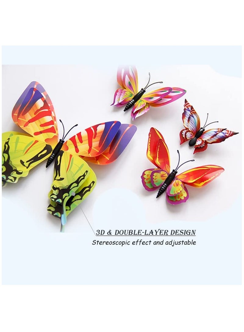 SYOSI ملصق جدار فراشة، ملصق جداري ثلاثي الأبعاد فراشة مغناطيسية، ملصق جدار زخرفي قابل للإزالة لغرفة الأطفال وغرفة النوم وغرفة المعيشة ومكتب ديكور الحفلات ٢٤ قطعة، لون - Image 3