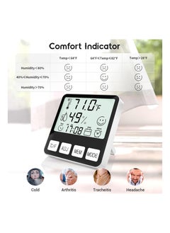 Excefore Digital Thermometer Hygrometer, Indoor Humidity Meter Room Temperature Sensor with Alarm Clock Date, Hydrometer  - Image 5
