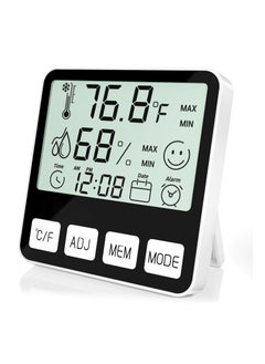 Excefore Digital Thermometer Hygrometer, Indoor Humidity Meter Room Temperature Sensor with Alarm Clock Date, Hydrometer  - Image 1