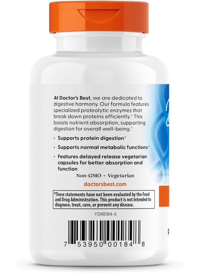 Doctor's Best Doctor's Best Proteolytic Enzymes, Digestion, Muscle, Joint, Non-GMO, Gluten Free, Vegetarian, 90 Veggie Caps  - Image 4