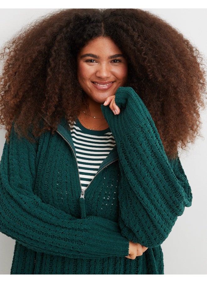 Aerie Quarter Zip Braided Knitted Sweater - Image 1