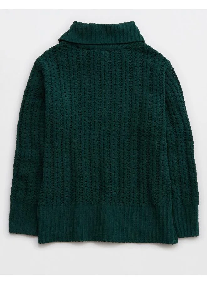 Aerie Quarter Zip Braided Knitted Sweater