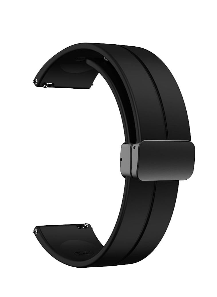 22mm Silicone Strap With Magnetic Folding Buckle For Xiaomi Watch Color Sport Color 2 S1 Active/ Huami Amazfit GTR 47mm GTR 3 Pro- Black - Image 1