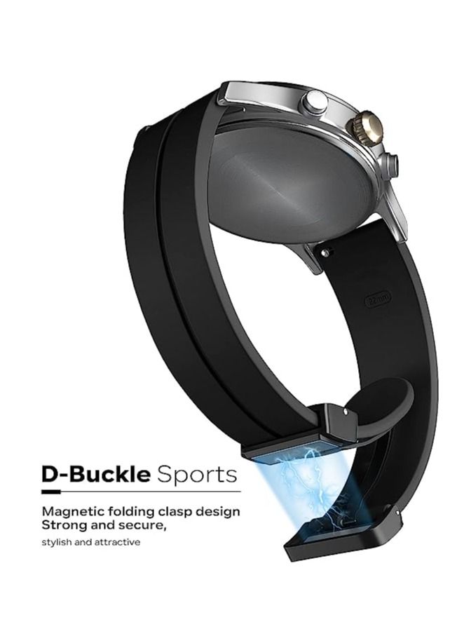 22mm Silicone Strap With Magnetic Folding Buckle For Xiaomi Watch Color Sport Color 2 S1 Active/ Huami Amazfit GTR 47mm GTR 3 Pro- Black - Image 3