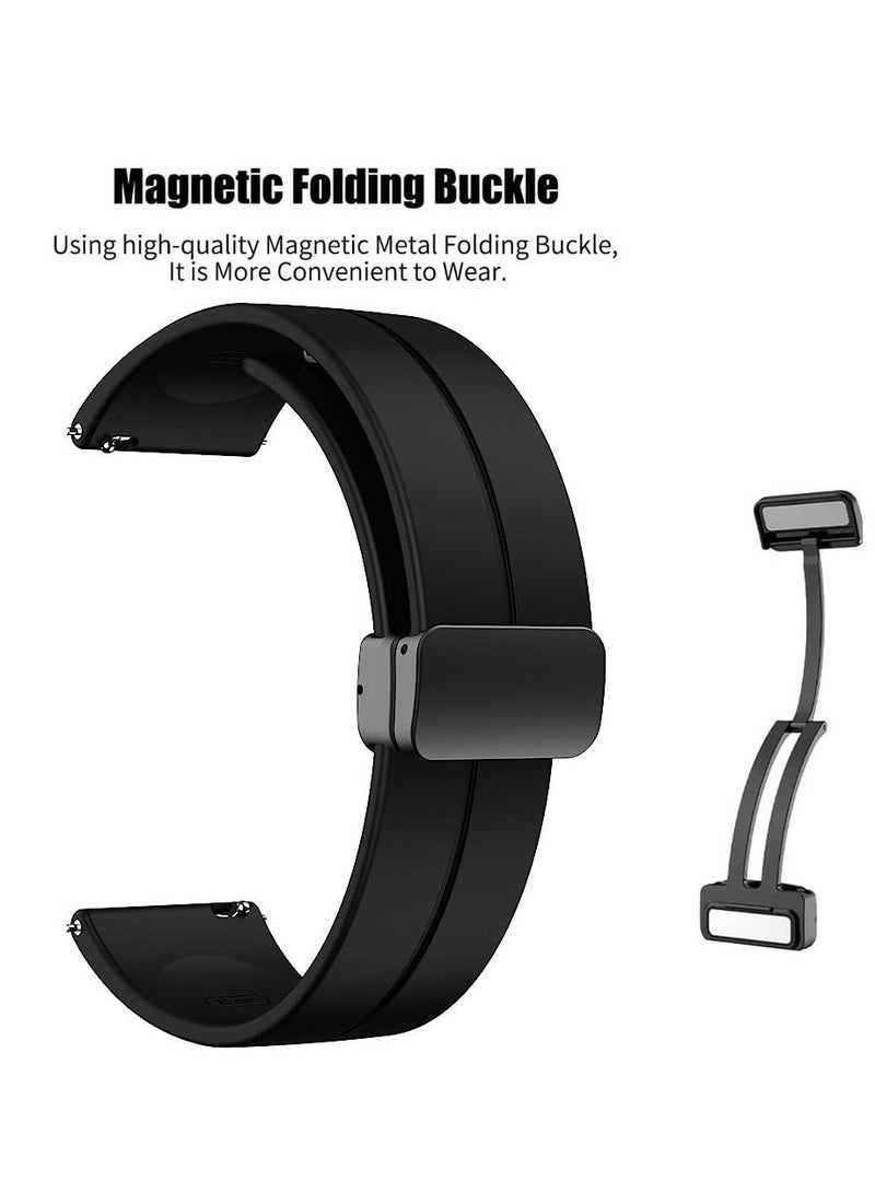 22mm Silicone Strap With Magnetic Folding Buckle For Xiaomi Watch Color Sport Color 2 S1 Active/ Huami Amazfit GTR 47mm GTR 3 Pro- Black - Image 2