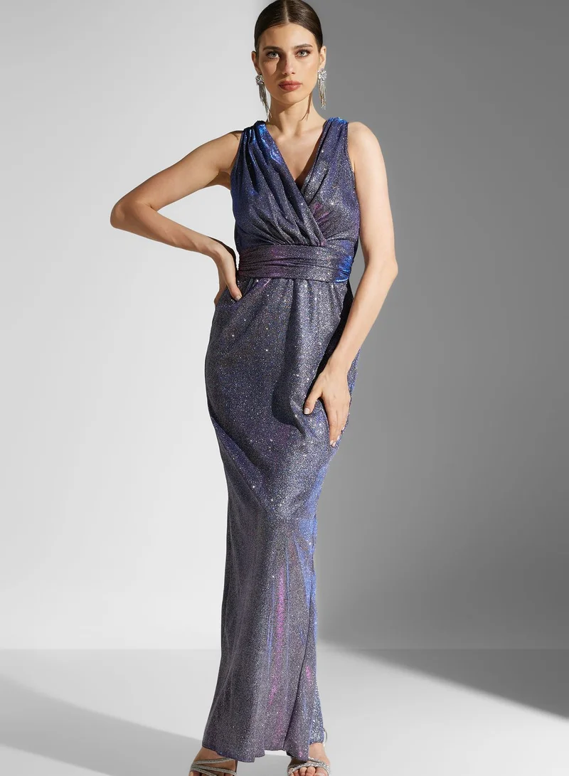 Namshi x Dana Mesh Jacket With Shimmer Dress