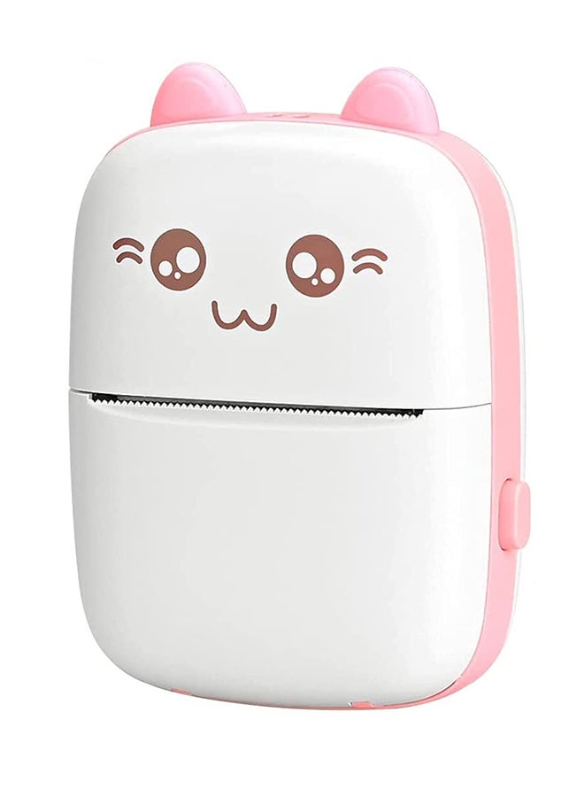 Mini Portable Thermal Printer with 1 Roll Paper Pink/White - Image 4