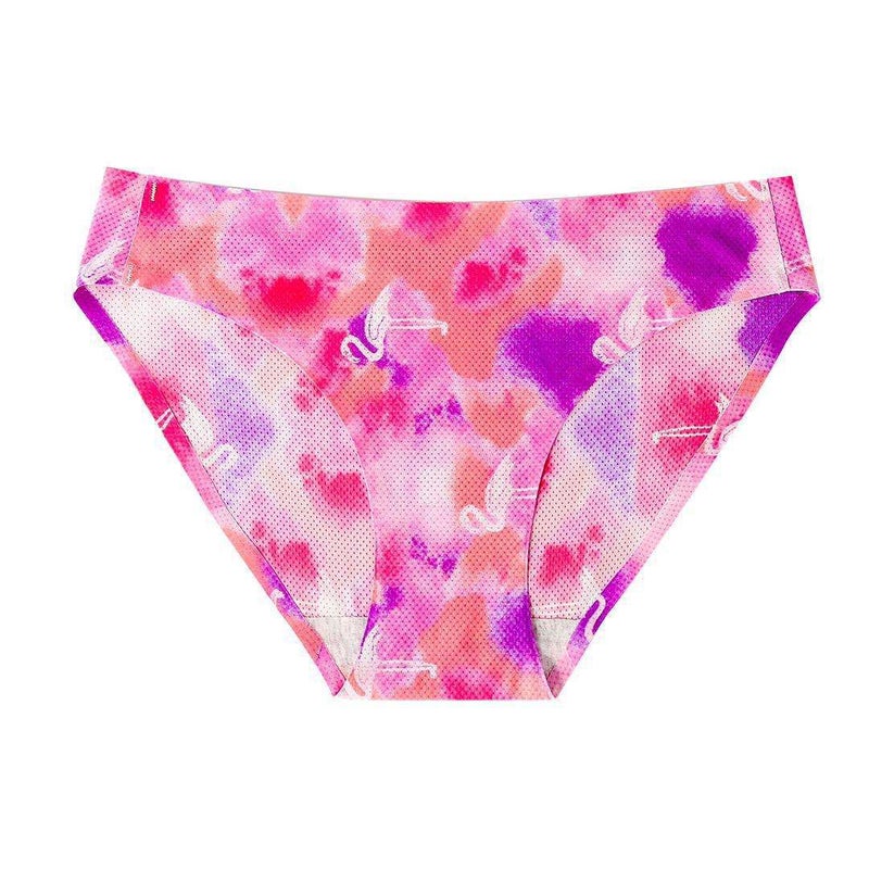 Greek Solid Color Printed Breathable Ice Silk Seamless Underwear Waist Hip Bikini Briefs - Image 1