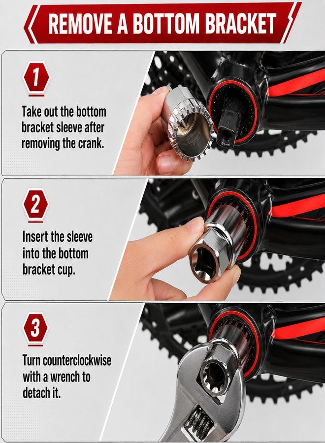 Rhevosil Upgraded Bicycle Crank Puller Set, Bike Crank Removal Tool, Professional Bike Repair Kit for Square Taper and Splined Cranks - Image 5