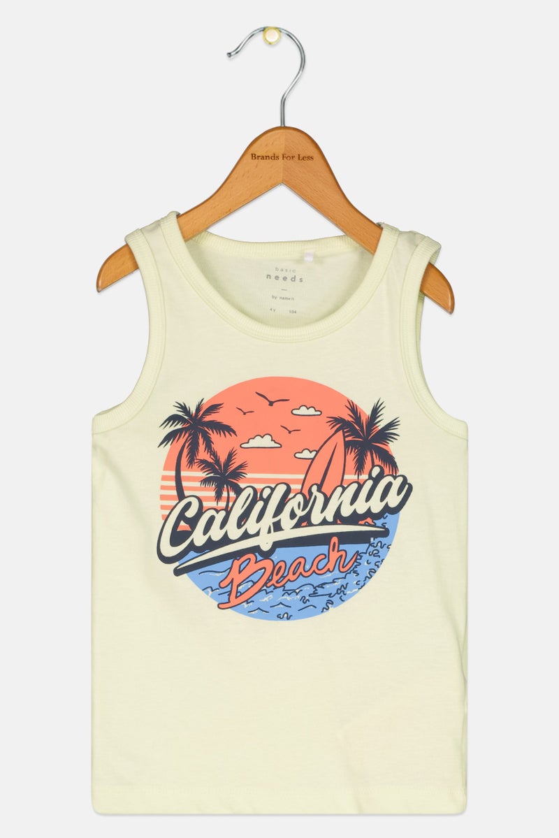 NAME IT Toddlers Boy Graphic Print Sleeveless Vest, Lime - Image 1