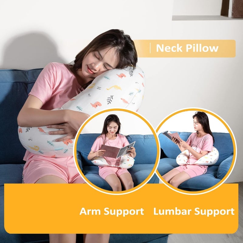 BYRIVER C Shaped Pregnancy Pillow with Cover, Knee Pillow for Side Sleeper Knees Legs HIPS Pain, Leg Pillow Elevation for Lower Back Pain, Versatile Small Body Pillow for Sleeping(Dino) - Image 5