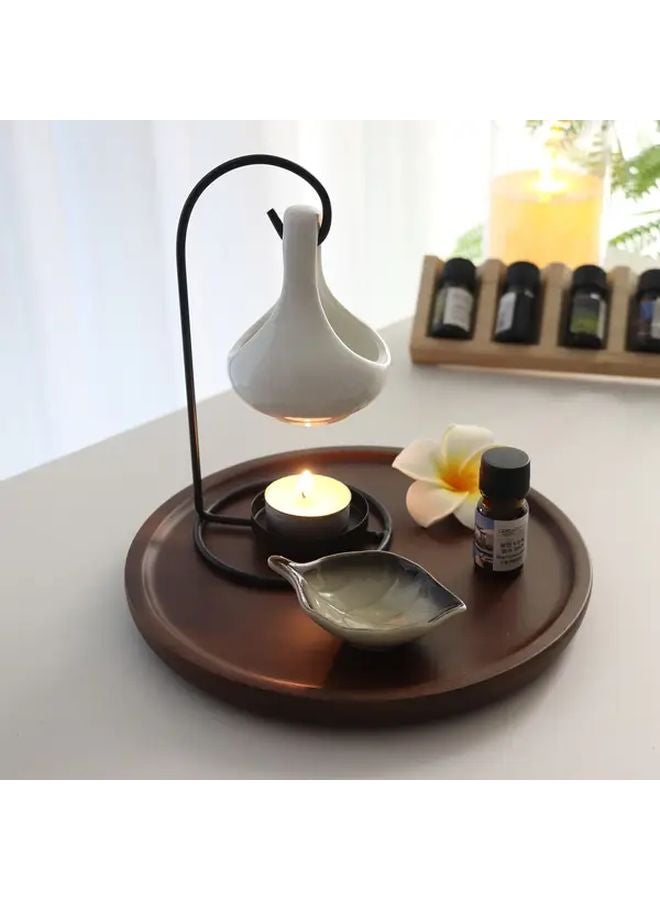 Black Ceramic Essential Oil Burner Metal Desktop Diffuser Wax Melter Holder Gift - Image 5