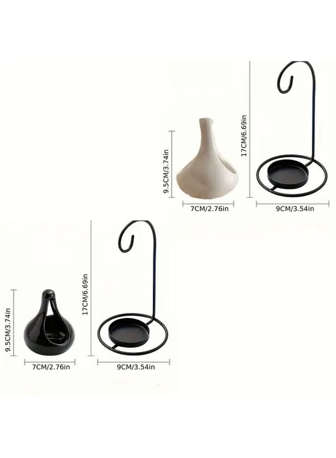 Black Ceramic Essential Oil Burner Metal Desktop Diffuser Wax Melter Holder Gift - Image 4