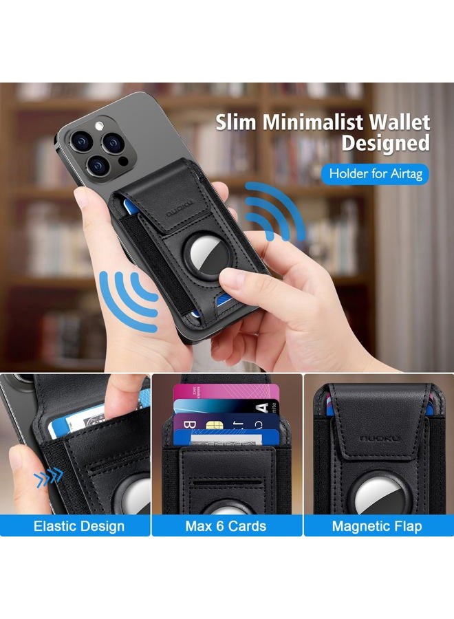 nuoku Magnetic Wallet Card Holder, Compatible with Magsafe Wallet for Airtag Holder, Magnetic Phone Wallet for iPhone 15/14/13/12 Series, Not for 13 Mini/12 Mini, Max Fits 6 Cards - Image 2