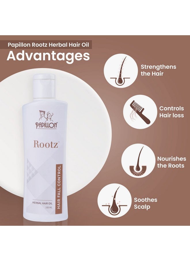 Papillon - Rootz Herbal Hair Oil - For Hair Fall Control - 100Ml - Image 1