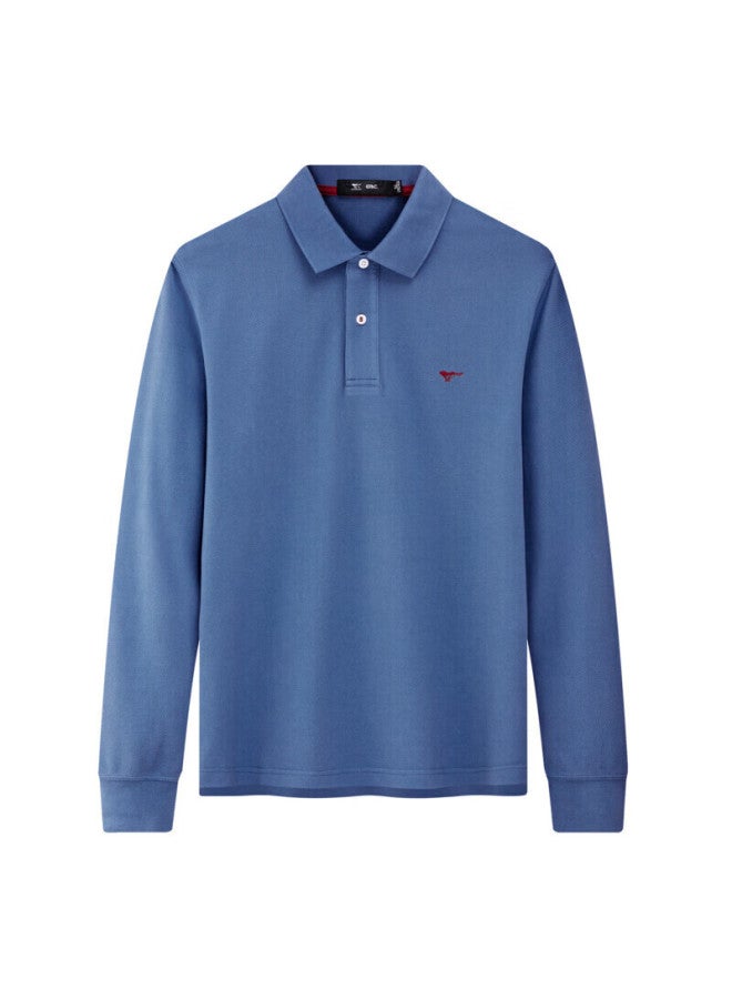 Septwolves Men's Long Sleeve Cotton Easy Care Business Casual Turn-down Collar Solid Color Polo Comfortable Skin-friendly Breathable Men's Clothing - Image 3