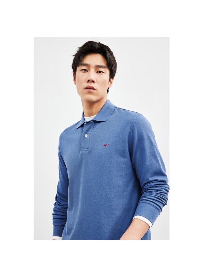 Septwolves Men's Long Sleeve Cotton Easy Care Business Casual Turn-down Collar Solid Color Polo Comfortable Skin-friendly Breathable Men's Clothing - Image 2