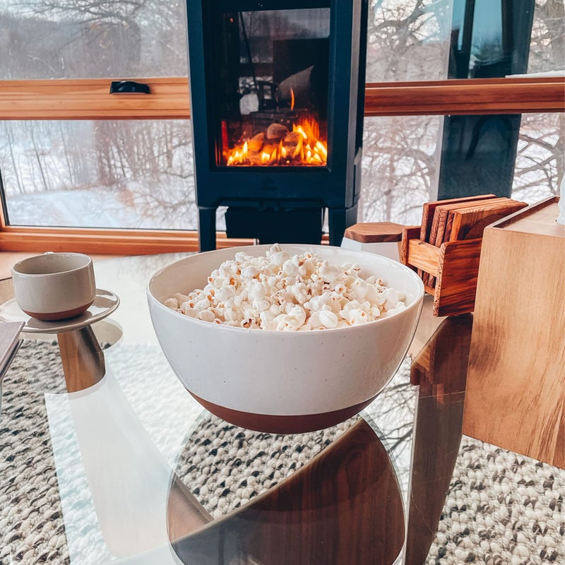 Mora Ceramic Large Mixing Bowls - Set of 2 Nesting Bowls for Cooking, Serving, Popcorn, Salad etc - Microwavable Kitchen Stoneware, Oven, Microwave and Dishwasher Safe - Extra Big 5.5 & 3.6 Qt - White - Image 5