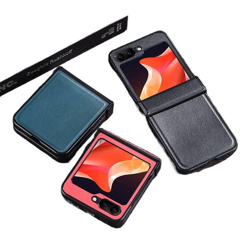 غطاء واقي | حماية من السقوط | تصميم بسيط وعملي | أخضر | مقاوم للصدمات لـ Samsung Galaxy Z Flip 5 | ملمس جلد - Image 3