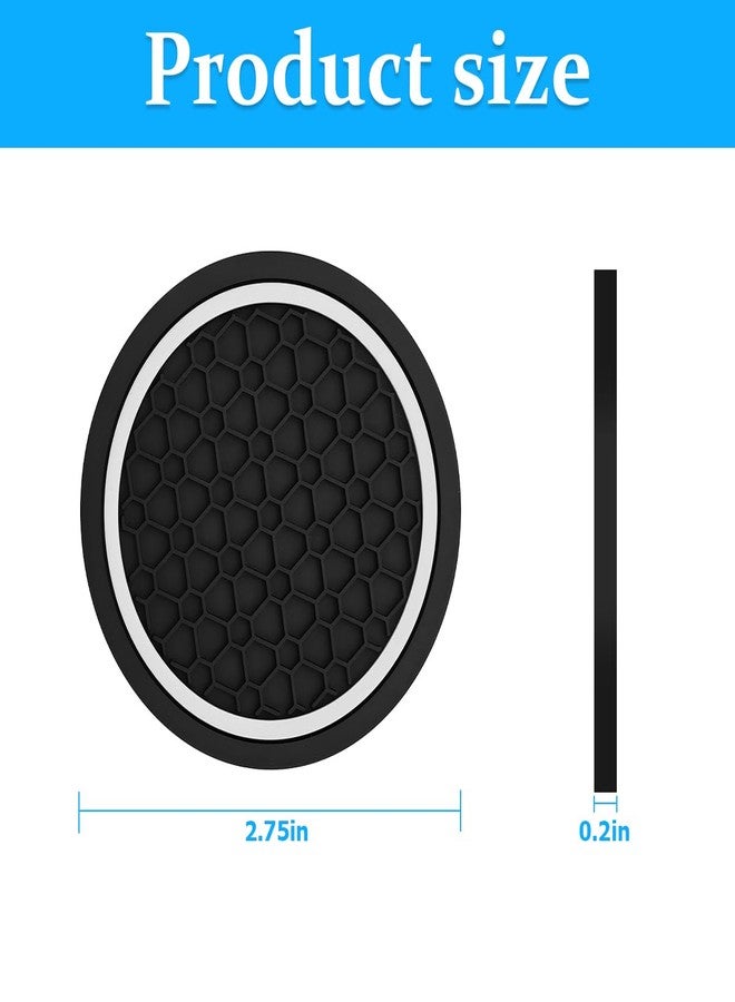 Mandark 4PCS Car Cup Holder Coasters, 2.75 Inch Non-Slip Insert Water Bottle Holder Pads, Dustproof Automotive Interior Accessories Mat, Universal for Vehicles, Trucks, RVs and More（Black/White） - Image 2
