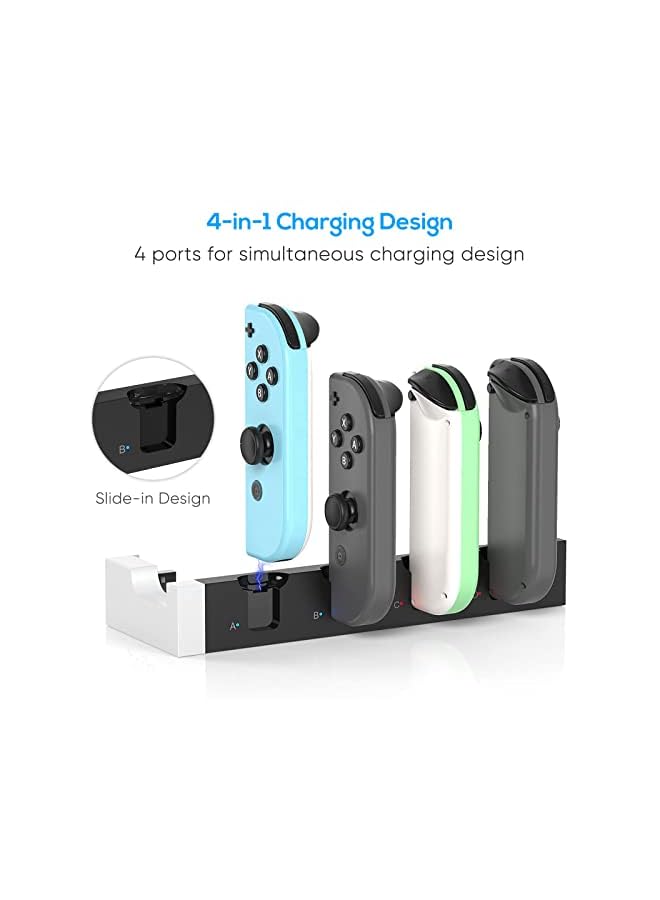 KASTWAVE Charger for Nintendo Switch OLED Model, for Nintendo Switch Charger, Compatible with Joy Con Charger for Switch & OLED Model Version, USB Charging Dock Station Stand with Indicator - White - Image 3