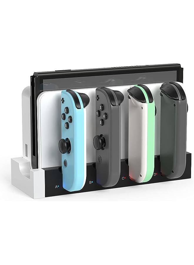 KASTWAVE Charger for Nintendo Switch OLED Model, for Nintendo Switch Charger, Compatible with Joy Con Charger for Switch & OLED Model Version, USB Charging Dock Station Stand with Indicator - White - Image 1