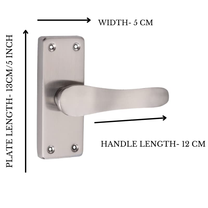 SARDAR Remo SS 5" Iron Baby Latch Keyless Bathroom Door Handle Set/Mortise Door Handle with Baby Latch| Iron | Pull handle | Silver - Image 2
