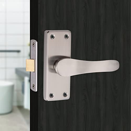 SARDAR Remo SS 5" Iron Baby Latch Keyless Bathroom Door Handle Set/Mortise Door Handle with Baby Latch| Iron | Pull handle | Silver - Image 1