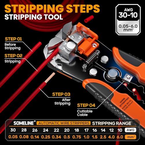 SOMELINE Ferrule Hexagonal Crimping Tool Kit, 36 Sizes Ferrules, AWG 24-8 Ferrule Crimper, with Hexagonal Crimper and Automatic Wire Stripper, Ferrule Terminal Assortment Kit (Stackable Tool Box) - Image 5