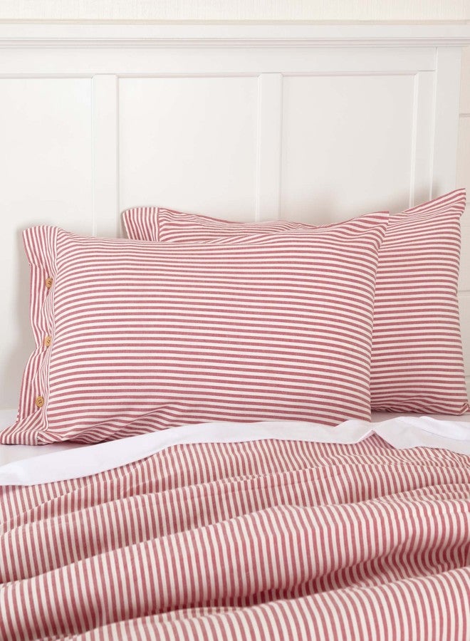 Piper Classics Farmhouse Ticking Stripe Red King Sham, 21" L x 37" W, Bed Pillow Cover - Image 1