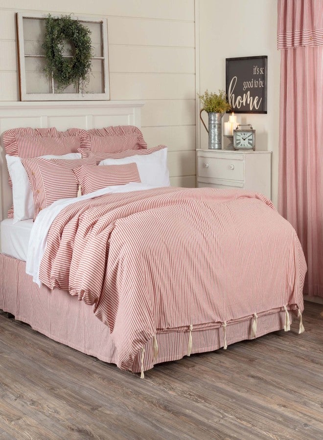 Piper Classics Farmhouse Ticking Stripe Red King Sham, 21" L x 37" W, Bed Pillow Cover - Image 4