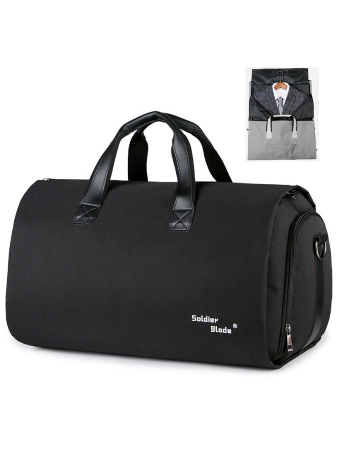 Garment Duffel Bag, Carry On Suit Bag with Shoulder Strap for Travel, Foldable Convertible 2 in 1 Hanging Suitcase for Business and Office (Black) - Image 1