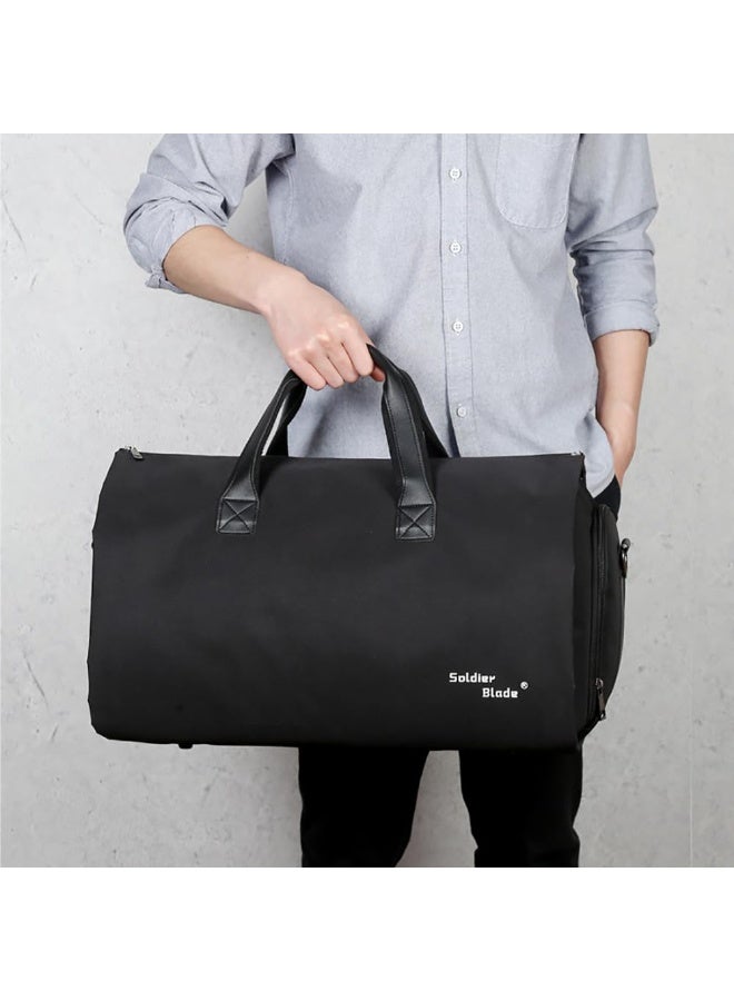 Garment Duffel Bag, Carry On Suit Bag with Shoulder Strap for Travel, Foldable Convertible 2 in 1 Hanging Suitcase for Business and Office (Black) - Image 2