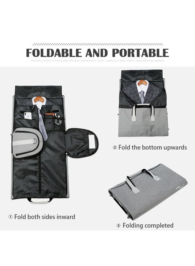 Garment Duffel Bag, Carry On Suit Bag with Shoulder Strap for Travel, Foldable Convertible 2 in 1 Hanging Suitcase for Business and Office (Black) - Image 5