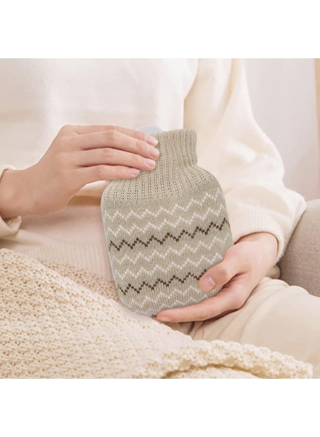 XUN 320ml Hot Water Bottle with Knited Cover, Mini Hot Water Bag for Pain Relief, Waist, Back, Neck, Shoulders, Small Leak Proof Hot Water Bottle with Removable Cover for Women, Kids, Best Gifts - Image 4
