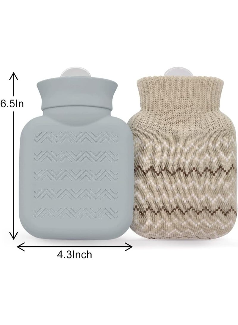 XUN 320ml Hot Water Bottle with Knited Cover, Mini Hot Water Bag for Pain Relief, Waist, Back, Neck, Shoulders, Small Leak Proof Hot Water Bottle with Removable Cover for Women, Kids, Best Gifts - Image 3