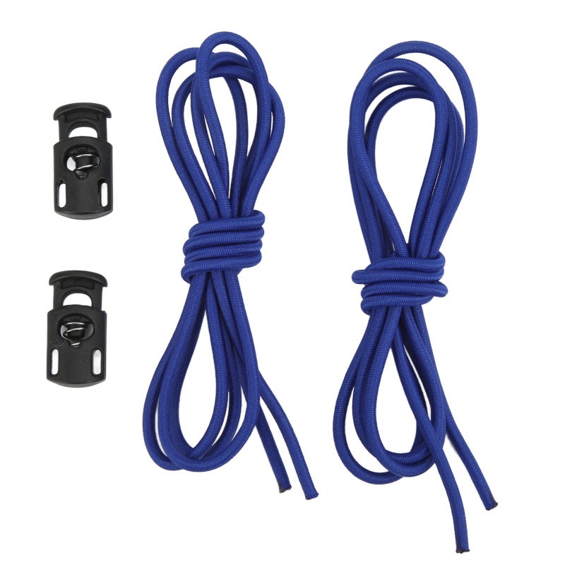 Swim Goggle Strap: 2 Blue Elastic Rubber Straps With Plastic Cord Lock Buttons - Quick One Handed Adjustment Replacement Goggle Strap for Swimmers, Diving and Snorkeling Enthusiasts - Image 1