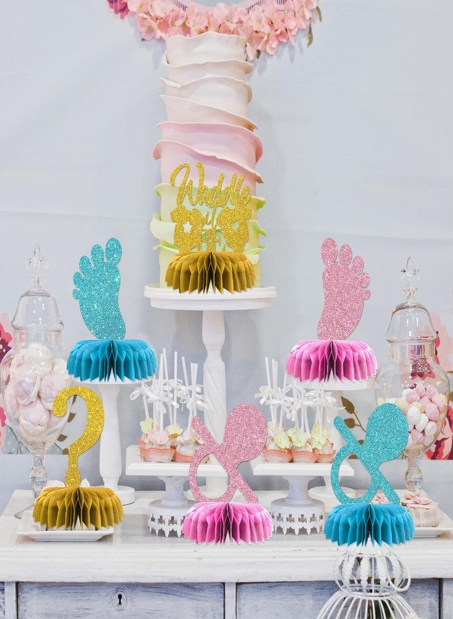 Maicaiffe Waddle it Be Table Honeycomb Centerpieces Decorations - Glitter 8 Pcs Boy or Girl Party Table Toppers Decor - Duck Gender Reveal - Boy Girl Birthday Party Decoration Supplies - Image 5