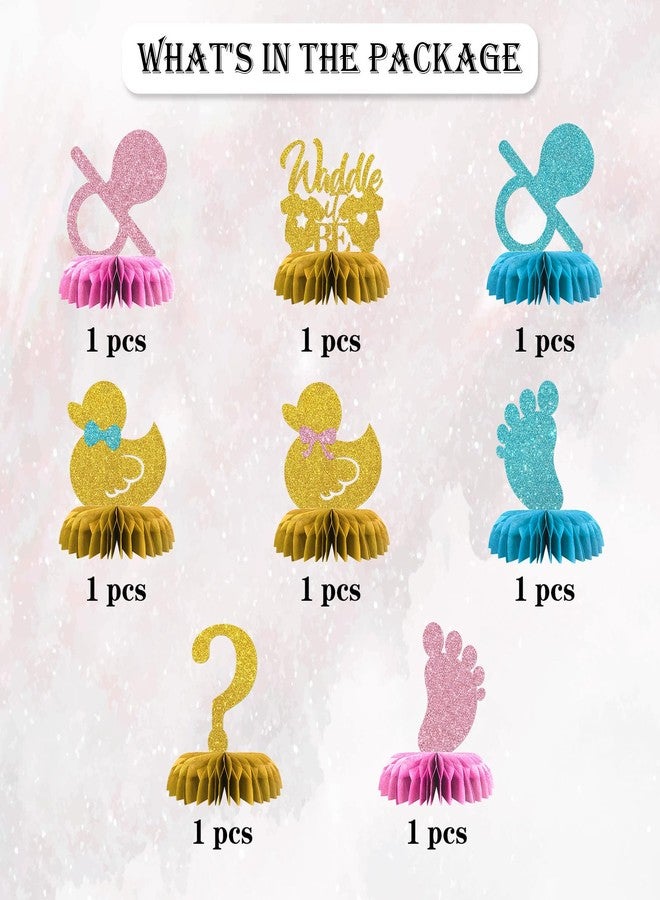 Maicaiffe Waddle it Be Table Honeycomb Centerpieces Decorations - Glitter 8 Pcs Boy or Girl Party Table Toppers Decor - Duck Gender Reveal - Boy Girl Birthday Party Decoration Supplies - Image 3