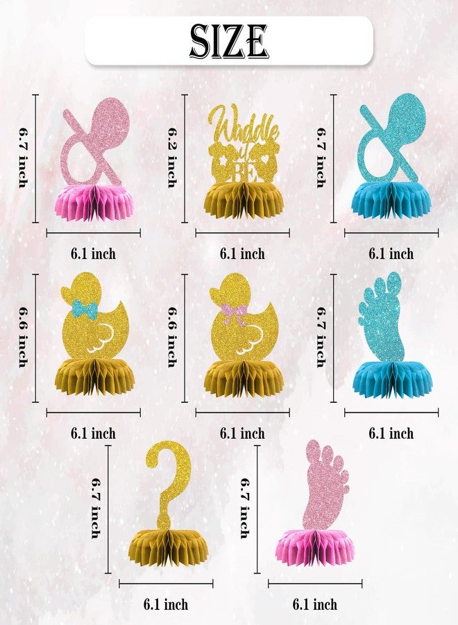 Maicaiffe Waddle it Be Table Honeycomb Centerpieces Decorations - Glitter 8 Pcs Boy or Girl Party Table Toppers Decor - Duck Gender Reveal - Boy Girl Birthday Party Decoration Supplies - Image 2